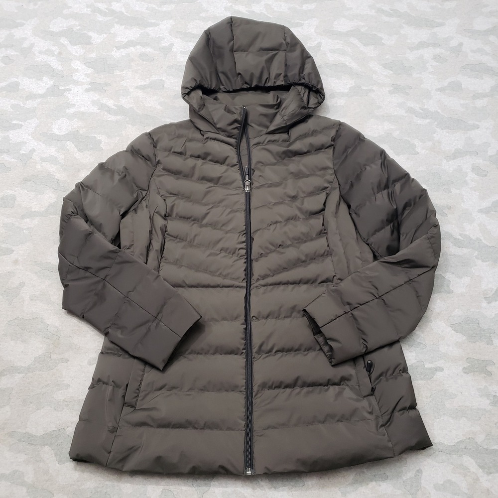 32 Degrees Heat Puffer Jacket Women Large Gray Hooded Outdoors Full Zip